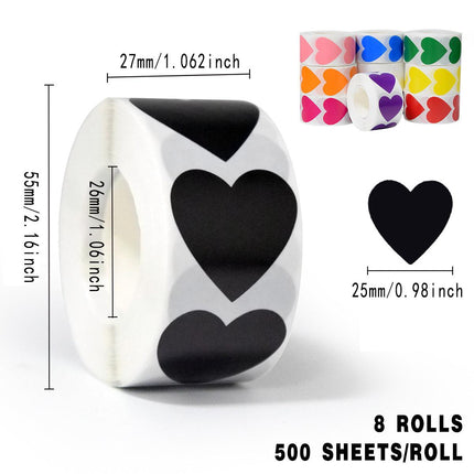 8 Rolls Heart Stickers 500PCS Per Roll Self Adhesive Label Love Sealing Sticker