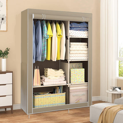 Portable Clothes Storage Cabinet Wardrobe Organizer Unit with Shelf Closet