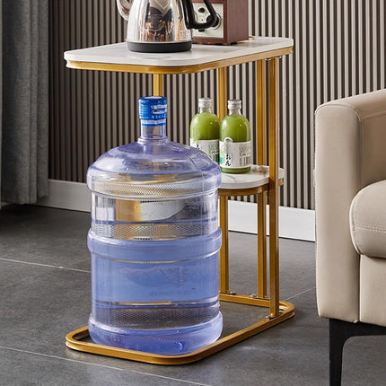 2-Tier Sofa Side Table with Storage Shelf for Living Room Bedroom Space Saving