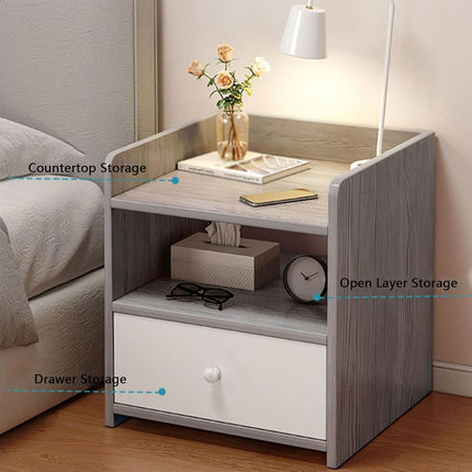 Nightstand Bedroom Side Cabinet Double Lockable Drawer Storage Bedside Cabinet
