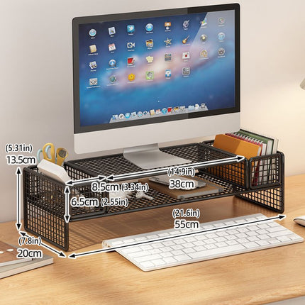 Monitor Laptop Height Riser with Storage Shelf for Home Office Space Saving Use