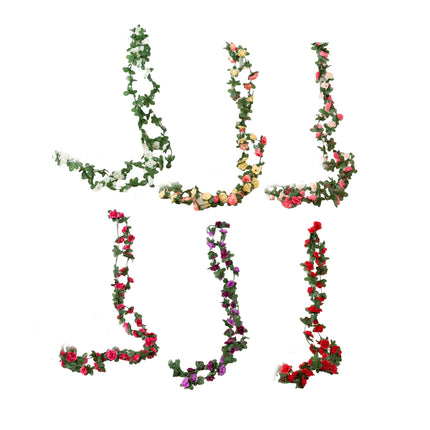 6PCS Artificial Flower Vine Wall Hanging Decoration Home Yard Durable Faux Plant