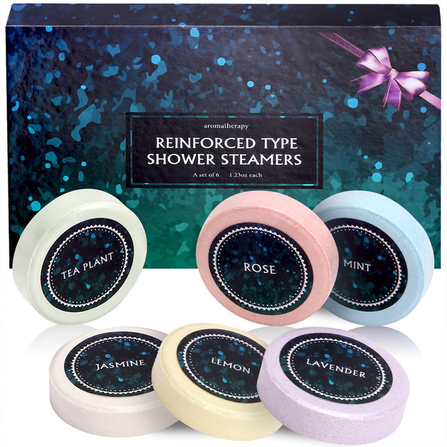 Aromatherapy Shower Tablets 6PCS Gift Box Essential Oil Bath Bombs With Flowers
