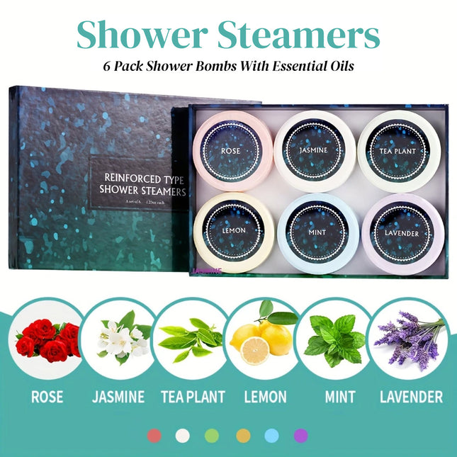 Aromatherapy Shower Tablets 6PCS Gift Box Essential Oil Bath Bombs With Flowers