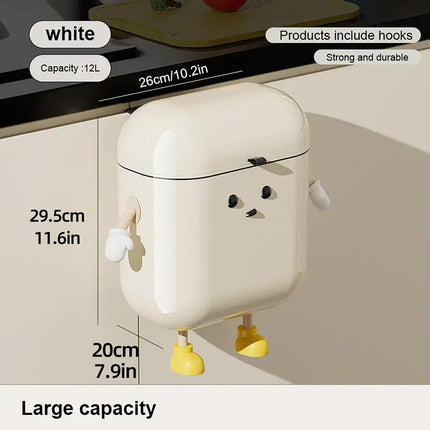 Wall Mounted Trash Can Kitchen Waterproof Waste Bin with Lid for Home Office