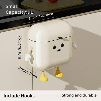 Wall Mounted Trash Can Kitchen Waterproof Waste Bin with Lid for Home Office