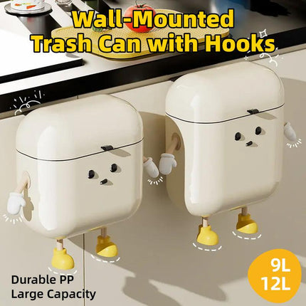 Wall Mounted Trash Can Kitchen Waterproof Waste Bin with Lid for Home Office