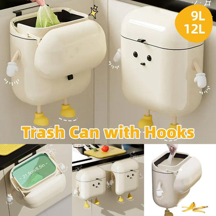 Wall Mounted Trash Can Kitchen Waterproof Waste Bin with Lid for Home Office