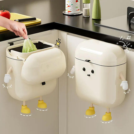 Wall Mounted Trash Can Kitchen Waterproof Waste Bin with Lid for Home Office