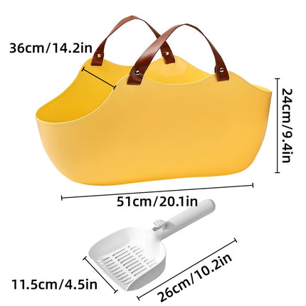 Portable Cat Litter Box Large Handbag Style Pet Toilet Travel Tray Enclosed Use