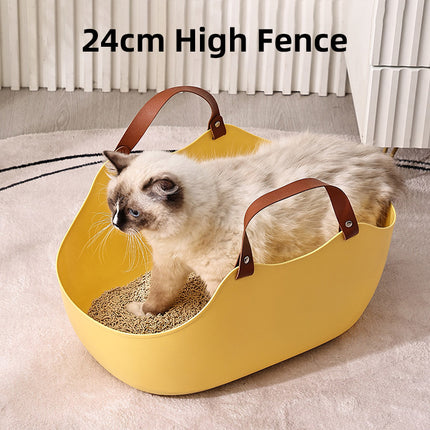 Portable Cat Litter Box Large Handbag Style Pet Toilet Travel Tray Enclosed Use