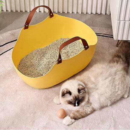 Portable Cat Litter Box Large Handbag Style Pet Toilet Travel Tray Enclosed Use