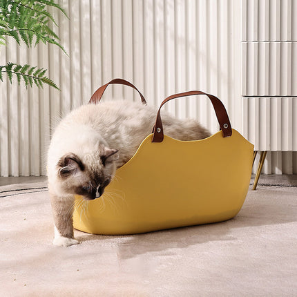 Portable Cat Litter Box Large Handbag Style Pet Toilet Travel Tray Enclosed Use