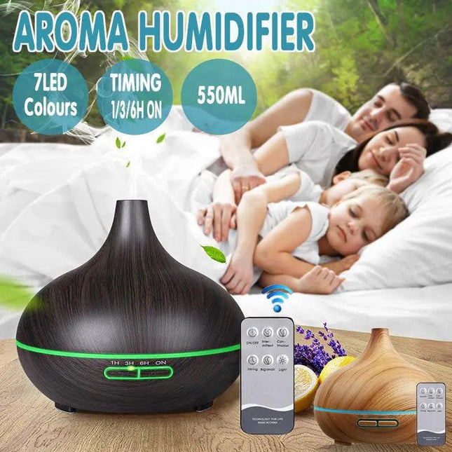 7 LED Light Aromatherapy Diffuser Aroma Essential Oil Air Humidifier Wood Grain - Aimall