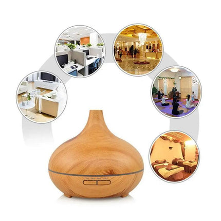 7 LED Light Aromatherapy Diffuser Aroma Essential Oil Air Humidifier Wood Grain - Aimall