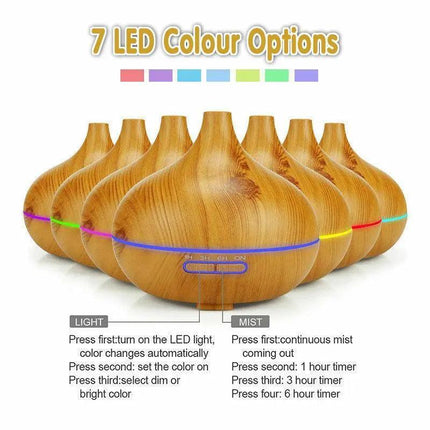 7 LED Light Aromatherapy Diffuser Aroma Essential Oil Air Humidifier Wood Grain - Aimall