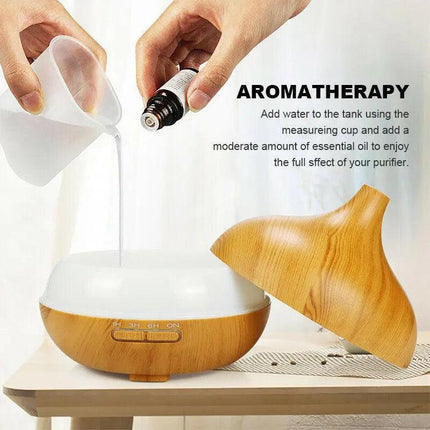 7 LED Light Aromatherapy Diffuser Aroma Essential Oil Air Humidifier Wood Grain - Aimall