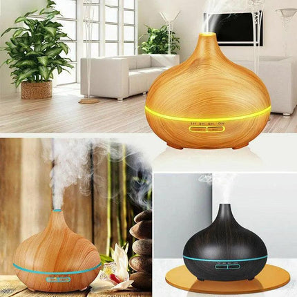 7 LED Light Aromatherapy Diffuser Aroma Essential Oil Air Humidifier Wood Grain - Aimall