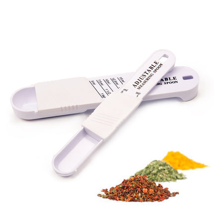 2PCS Adjustable ml Gram Plastic Measuring Spoon Scale Kitchen For Metering Spoon