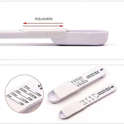 2PCS Adjustable ml Gram Plastic Measuring Spoon Scale Kitchen For Metering Spoon