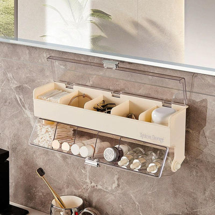 Wall Mounted Bathroom Shelf Cosmetics Storage Box Organiser Space Saving Rack
