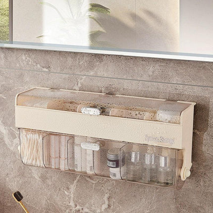 Wall Mounted Bathroom Shelf Cosmetics Storage Box Organiser Space Saving Rack