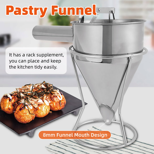 Stainless Steel Funnel Small Octopus Balls Tools With Rack Cupcakes Baking Dispe