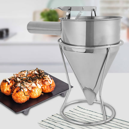 Stainless Steel Funnel Small Octopus Balls Tools With Rack Cupcakes Baking Dispe