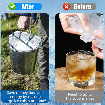2pcs Large Capacity Ice Cube Tray Mold Rectangle Silicone Ice Grid Maker Kitchen