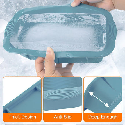 2pcs Large Capacity Ice Cube Tray Mold Rectangle Silicone Ice Grid Maker Kitchen