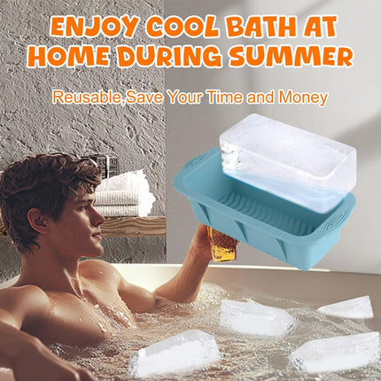 2pcs Large Capacity Ice Cube Tray Mold Rectangle Silicone Ice Grid Maker Kitchen