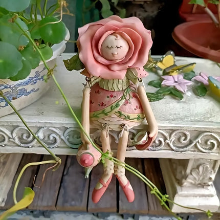 Enchanting Rose Fairy Statue Ornament Aesthetic Resin Craft for Home Garden Use