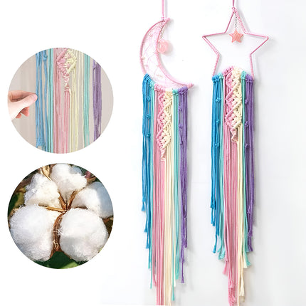 Woven Tapestry Dream Catcher Colourful Stars Moon Home Decor Hanging Cloth