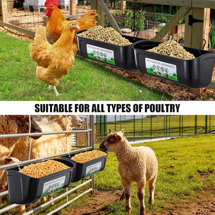 Chicken Feeder Troughs 2PCS Large Capacity Hanging Fence Food Troughs Poultry