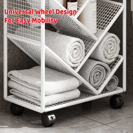 Mobile Wheeled Small Bookshelf Floor Storage Rack for Home Office Storage