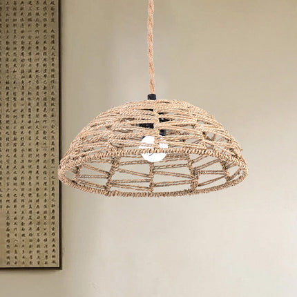 Natural Half Circle Woven Lampshade 30x10.5cm Straw Rope Pendant Light Shade