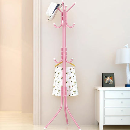 Metal Floor Coat Rack 175cm with Hooks Triangular Base for Home Entryway