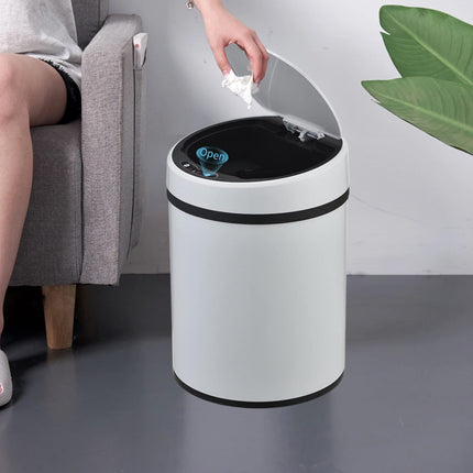 Sensor Trash Bin 12L Automatic Motion Rubbish Can White for Kitchen Home Use
