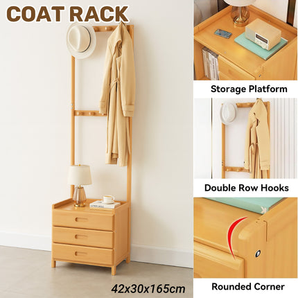 Coat Rack with Drawers Storage Cabinet for Bedroom Living Room Space Saving