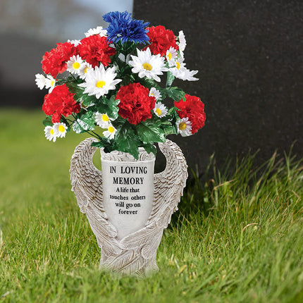 Cemetery Decoration Angel Wing Memorial Vase for Grave Memorial Garden Use