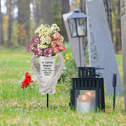 Cemetery Decoration Angel Wing Memorial Vase for Grave Memorial Garden Use