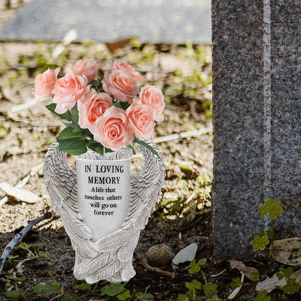Cemetery Decoration Angel Wing Memorial Vase for Grave Memorial Garden Use
