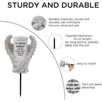 Cemetery Decoration Angel Wing Memorial Vase for Grave Memorial Garden Use