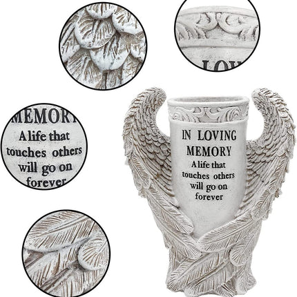 Cemetery Decoration Angel Wing Memorial Vase for Grave Memorial Garden Use