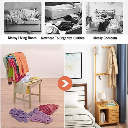 Coat Rack with Drawers Storage Cabinet for Bedroom Living Room Space Saving