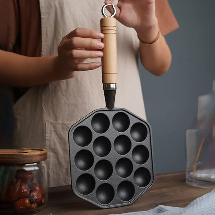 Takoyaki Pan 14 Holes Meatball Baking Tray Non Stick Mold For Household Stove