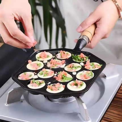 Takoyaki Pan 14 Holes Meatball Baking Tray Non Stick Mold For Household Stove