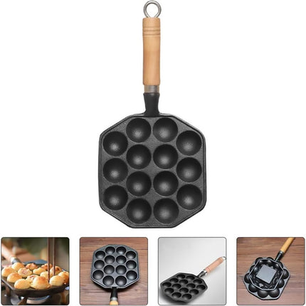 Takoyaki Pan 14 Holes Meatball Baking Tray Non Stick Mold For Household Stove