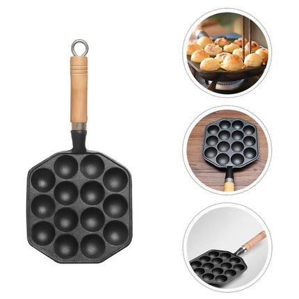 Takoyaki Pan 14 Holes Meatball Baking Tray Non Stick Mold For Household Stove