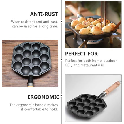 Takoyaki Pan 14 Holes Meatball Baking Tray Non Stick Mold For Household Stove